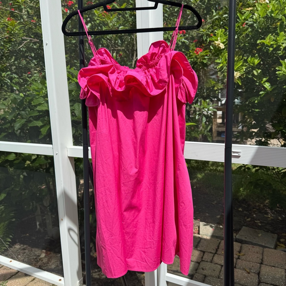 H&M Hot Pink Ruffle Mini Dress